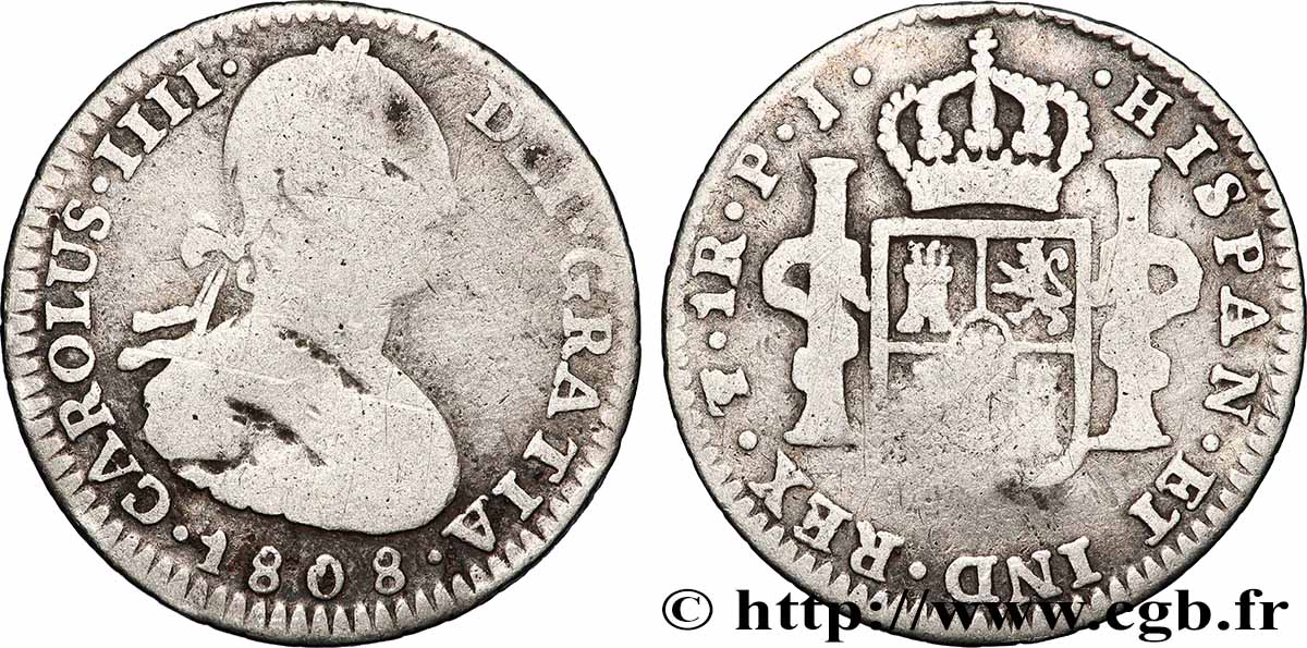 BOLIVIA - CHARLES IV 1 Real 1808 Potosi VF