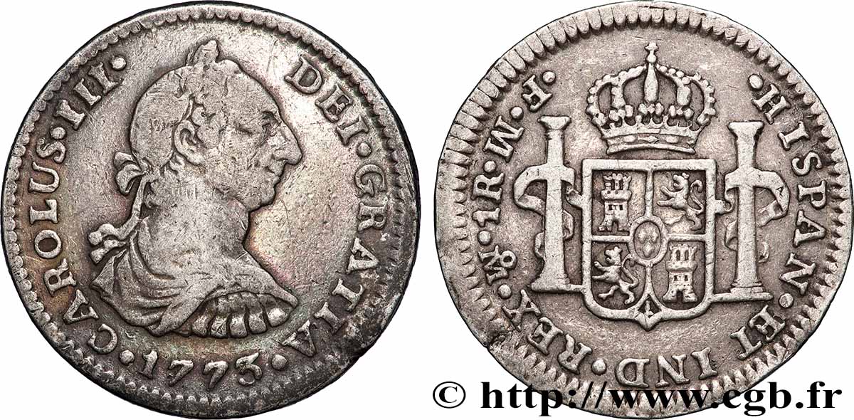 MEXICO 1 Real Charles III 1773 Mexico XF