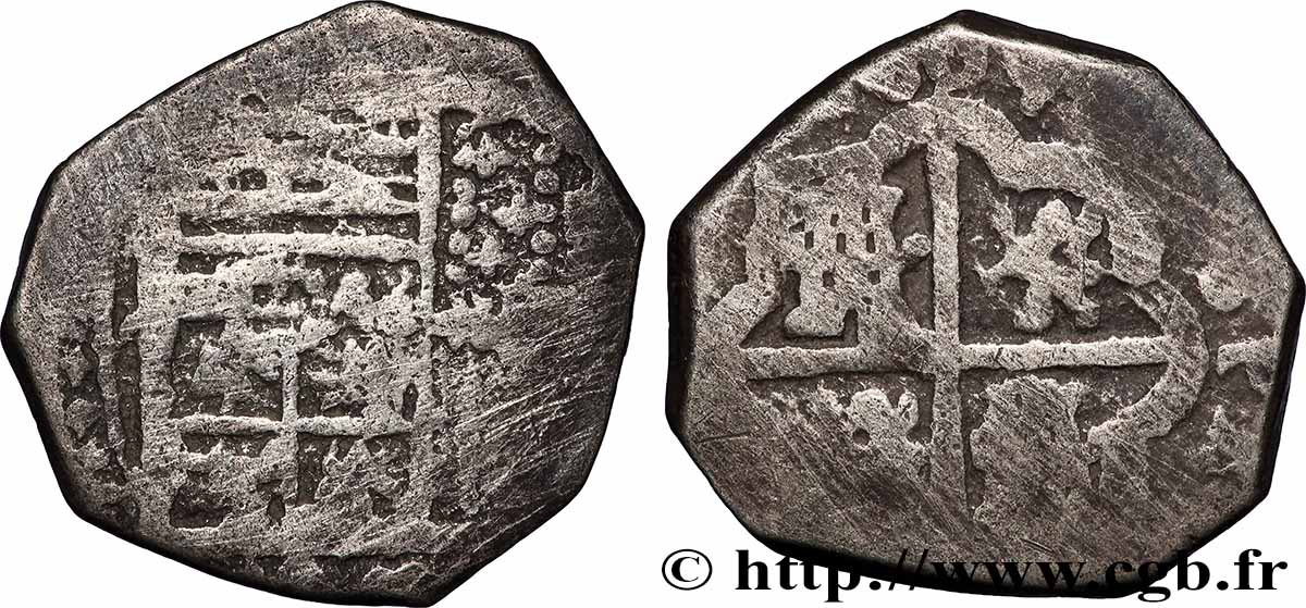 SPAIN - KINGDOM OF SPAIN - PHILIP II 2 Reales n.d. Tolède VG