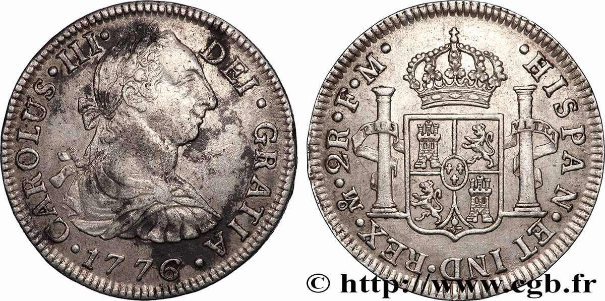 MEXICO - CHARLES III 2 Reales 1776 Mexico XF