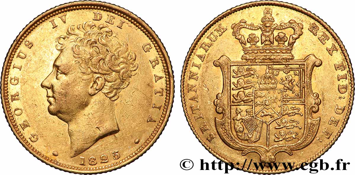 GRANDE-BRETAGNE - GEORGES IV Souverain 1825 Londres TTB+