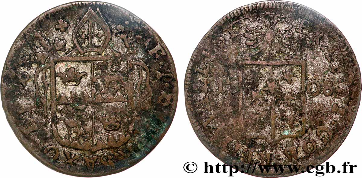 SWITZERLAND - CANTON OF VALAIS 1 Batzen François-Joseph Supersaxo évêque de Sion 1708 VF