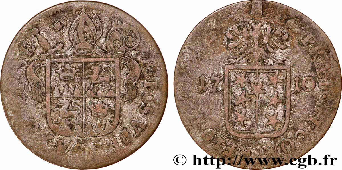 SWITZERLAND - CANTON OF VALAIS 1 Batzen canton du Valais (Sitten) frappe au nom de l’évêque François-Joseph Supersaxo 1710 VF
