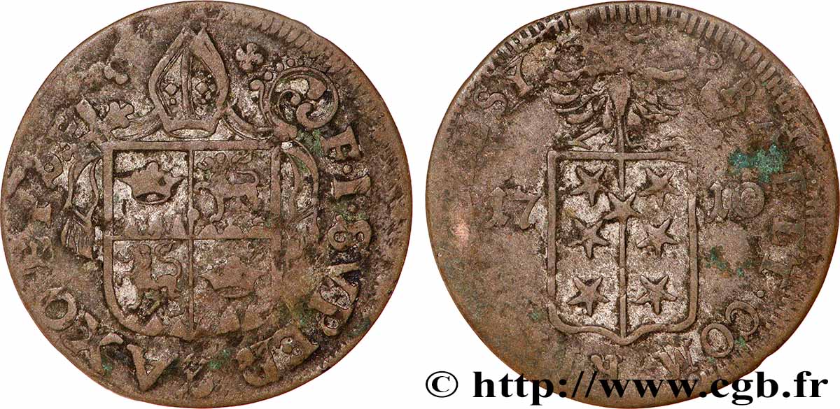 SWITZERLAND - CANTON OF VALAIS 1 Batzen canton du Valais (Sitten) frappe au nom de l’évêque François-Joseph Supersaxo 1710 VF