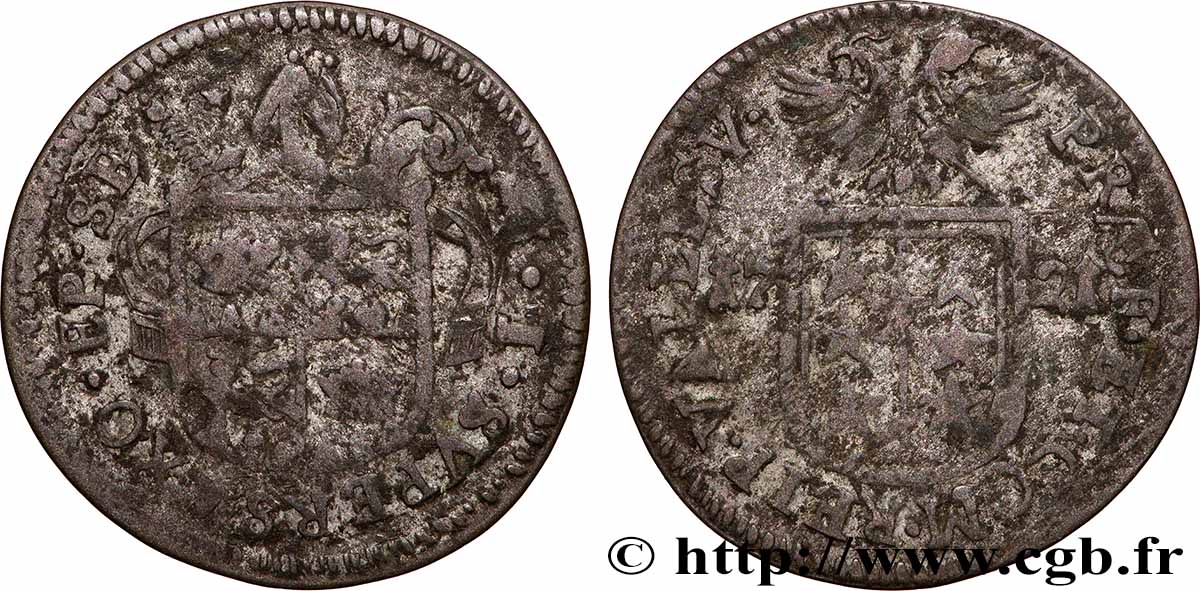 SWITZERLAND - CANTON OF VALAIS 1/2 Batzen canton du Valais (Sitten) frappe au nom de l’évêque François-Joseph Supersaxo 1721 VF