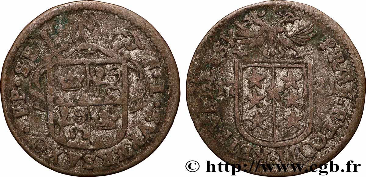 SVIZZERA - CANTON VALLESE 1/2 Batzen canton du Valais (Sitten) frappe au nom de l’évêque François-Joseph Supersaxo 1721 MB