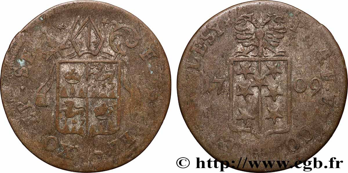 SUIZA - CANTÓN DEL VALAIS 1 Batzen canton de Sitten frappe au nom du prince évêque François-Joseph Supersaxo 1709 BC