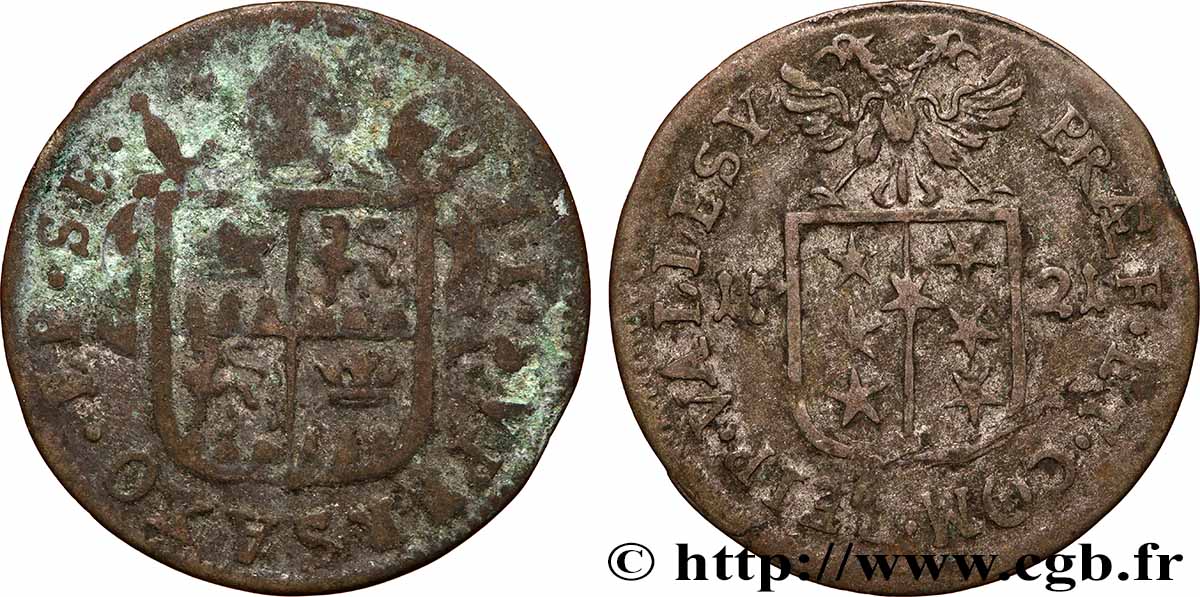 SUISSE - CANTON DU VALAIS 1/2 Batzen canton du Valais (Sitten) frappe au nom de l’évêque François-Joseph Supersaxo 1721 TB
