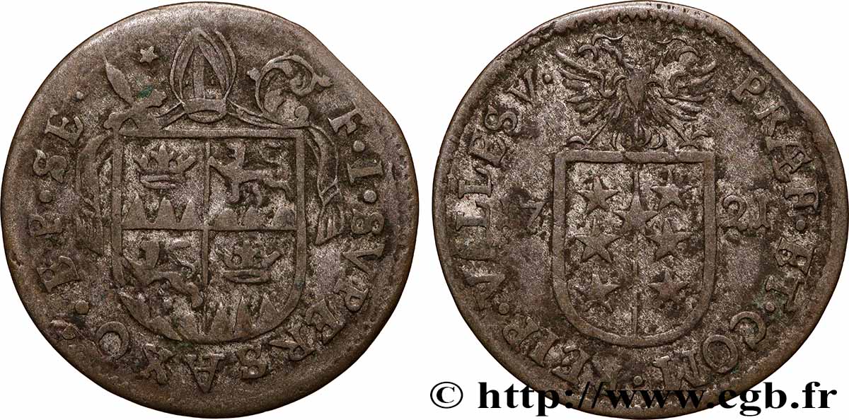 SCHWEIZ - KANTON WALLIS 1/2 Batzen canton du Valais (Sitten) frappe au nom de l’évêque François-Joseph Supersaxo 1721 S