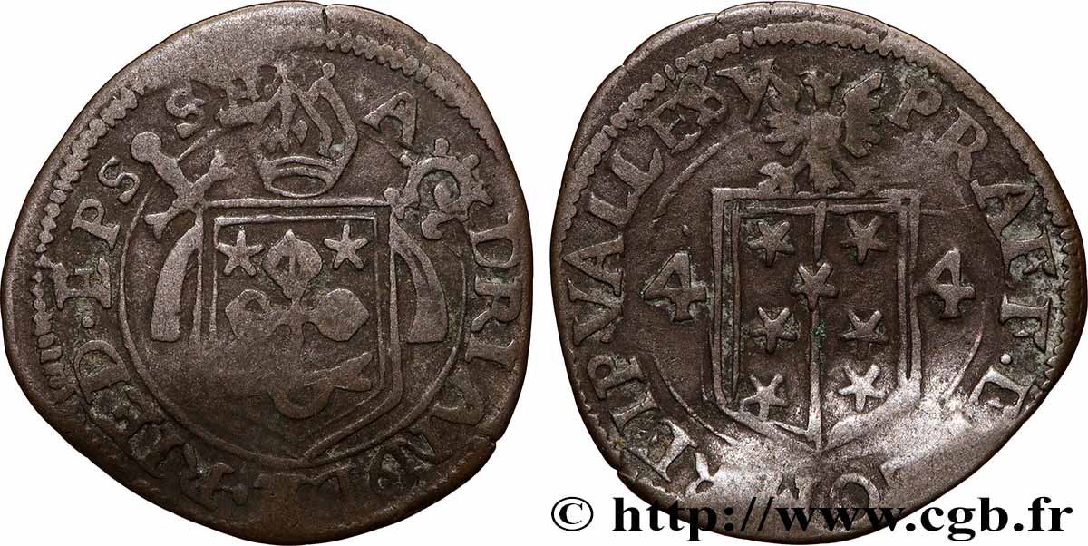 SVIZZERA - CANTON VALLESE 1/2 Batzen frappe au nom de l’évêque Adrian III von Riedmatten 1644 q.BB