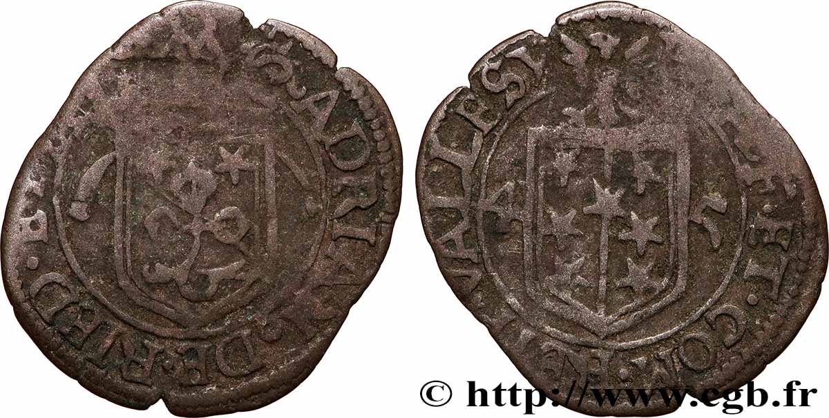 SWITZERLAND - CANTON OF VALAIS 1/2 Batzen frappe au nom de l’évêque Adrian III von Riedmatten 1645 VF