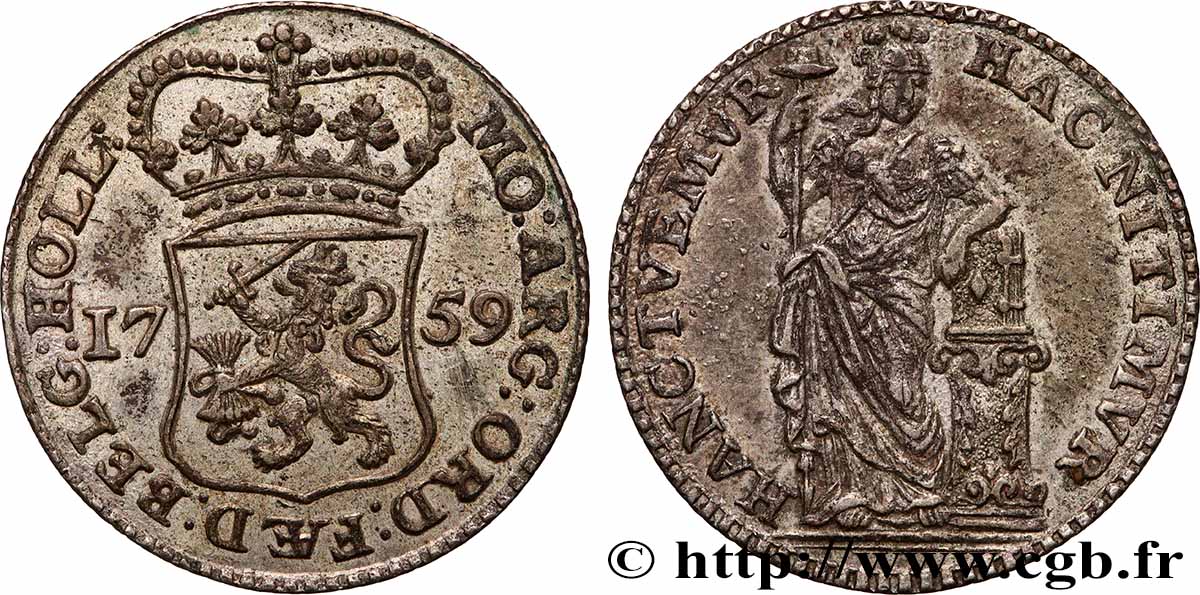 PAESI BASSI - PROVINCE UNITE 1/4 Gulden Hollande 1759 q.SPL