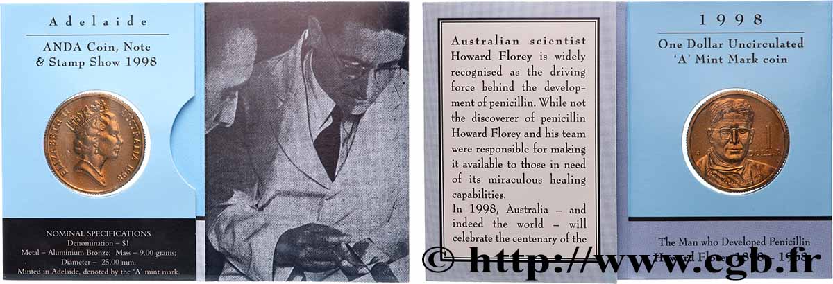 AUSTRALIEN 1 Dollar Centenaire de la naissance d Howard Florey 1998 Adélaide ST