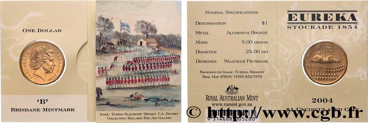 AUSTRALIE 1 Dollar 150e anniversaire de la rébellion d Eureka 2004 Brisbane FDC