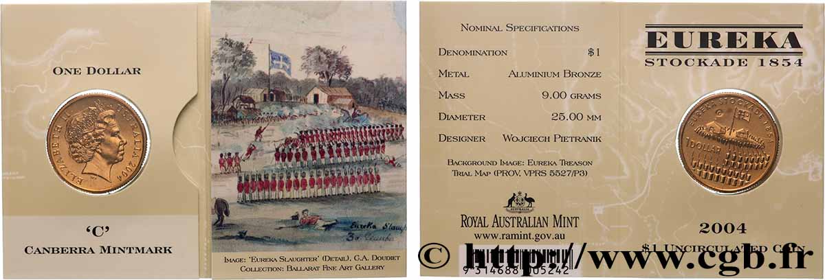 AUSTRALIA 1 Dollar 150e anniversaire de la rébellion d Eureka 2004 Canberra MS