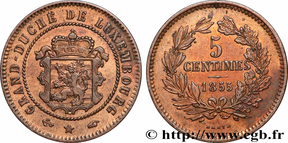 LUSSEMBURGO 5 Centimes 1855 Paris q.SPL