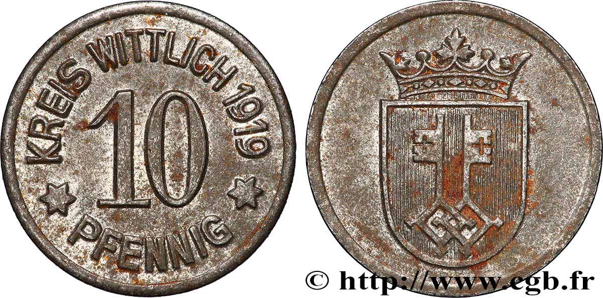ALLEMAGNE - Notgeld 10 Pfennig Arrondissement de Wittlich (Rhénanie) 1919 TTB