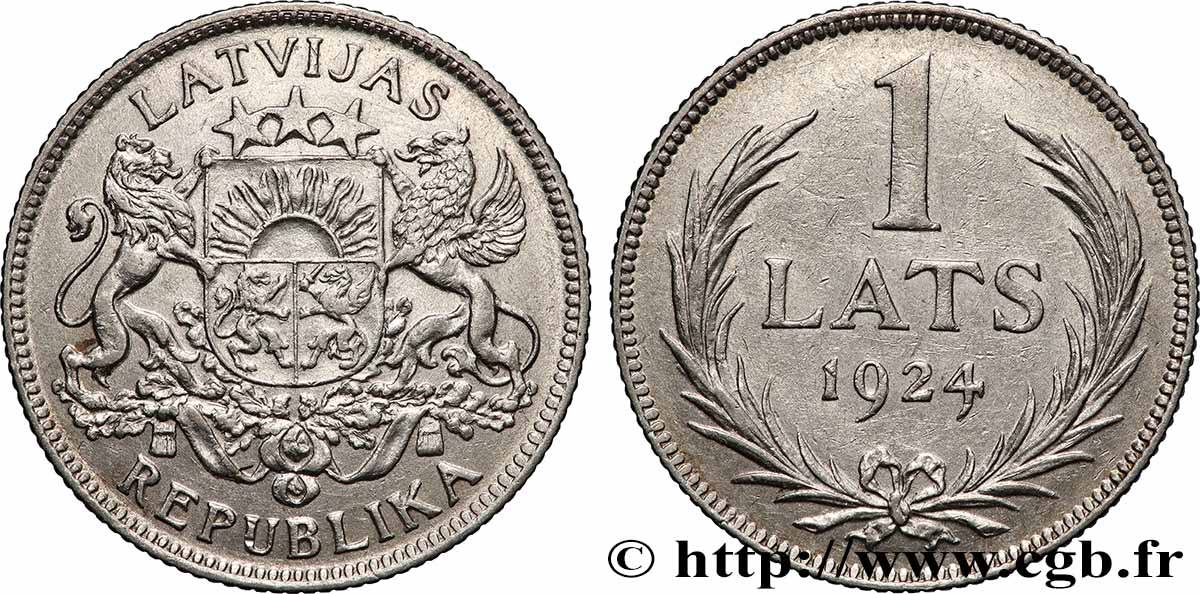 LATVIA 1 Lats emblème 1924 Londres AU