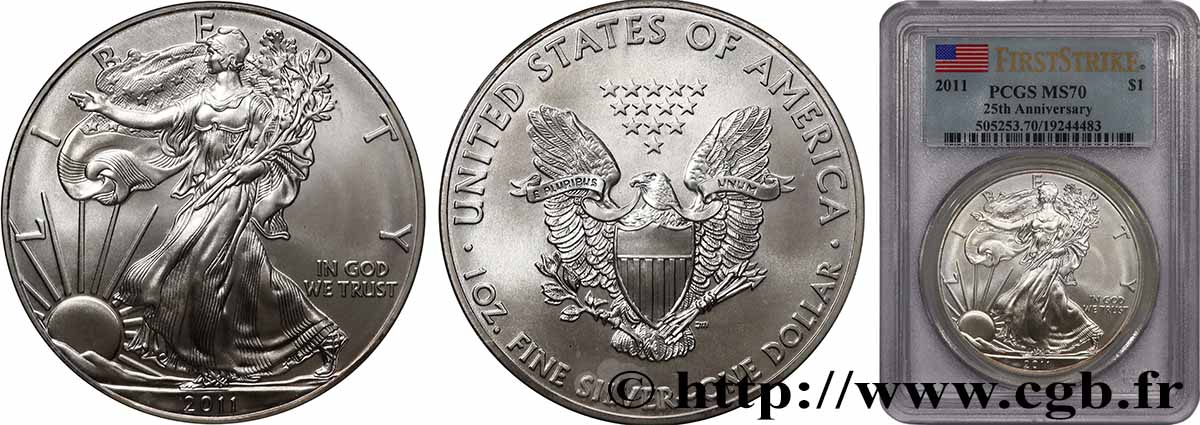 ÉTATS-UNIS D AMÉRIQUE 1 Dollar Silver Eagle “First Strike” 2011 FDC70 PCGS