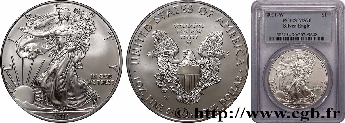 ÉTATS-UNIS D AMÉRIQUE 1 Dollar Silver Eagle 2011 West Point FDC70 PCGS