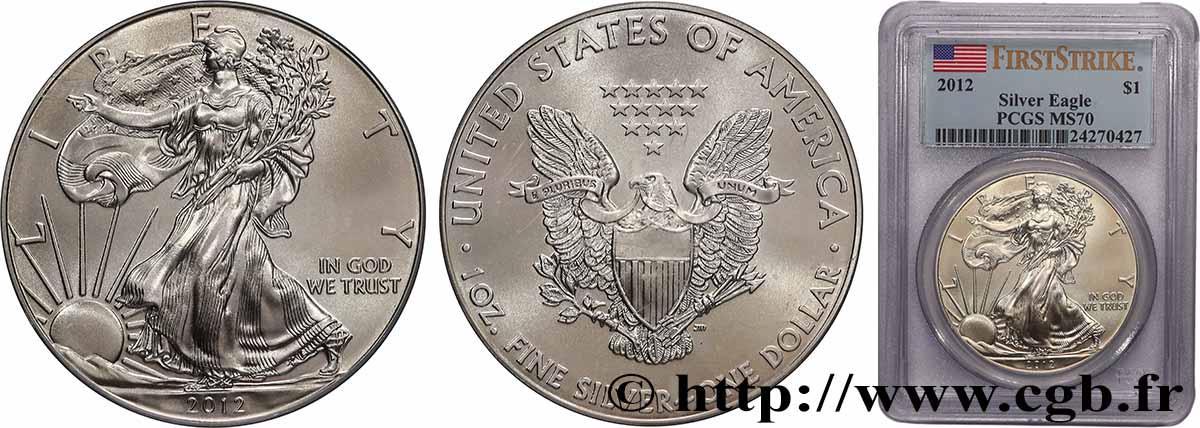 ÉTATS-UNIS D AMÉRIQUE 1 Dollar Silver Eagle “First Strike” 2012 FDC70 PCGS