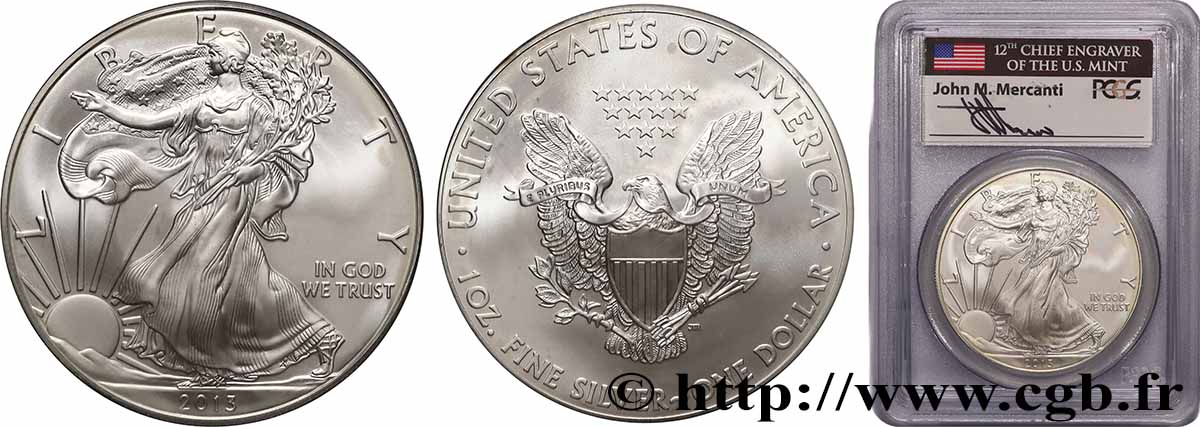 ÉTATS-UNIS D AMÉRIQUE 1 Dollar Silver Eagle “First Strike”” 2013 FDC70 PCGS