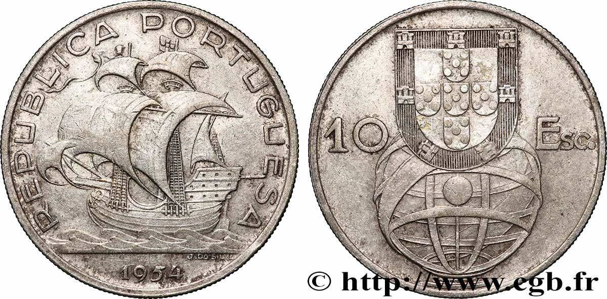 PORTUGAL 10 Escudos 1954 Lisbonne TTB