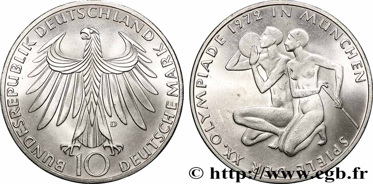 ALLEMAGNE 10 Mark Proof XXe J.O. Munich : basket-ball et canoeing / aigle 1972 Munich SPL