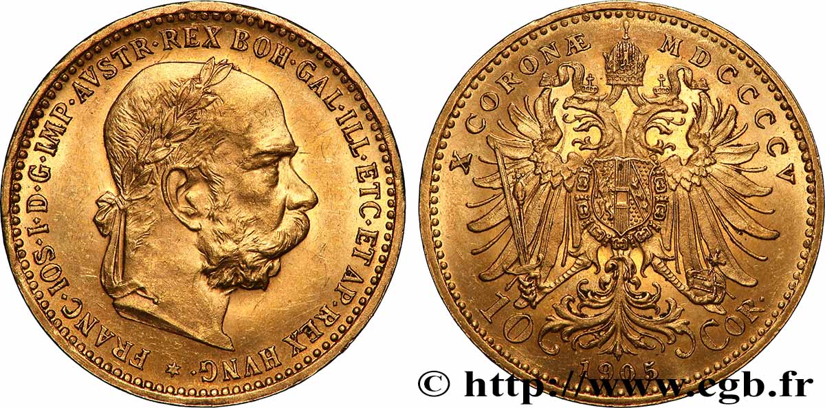 AUSTRIA 10 Corona 1905 Vienne MS