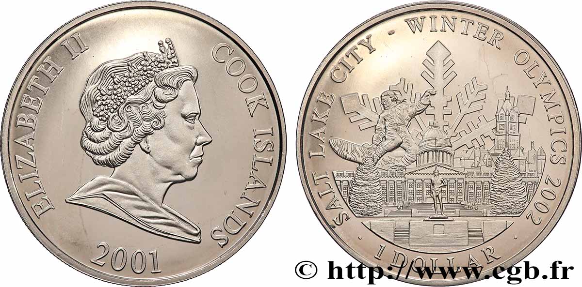 ÎLES COOK 1 Dollar Proof Jeux Olympiques d’hiver de Salt Lake City 2001 SPL