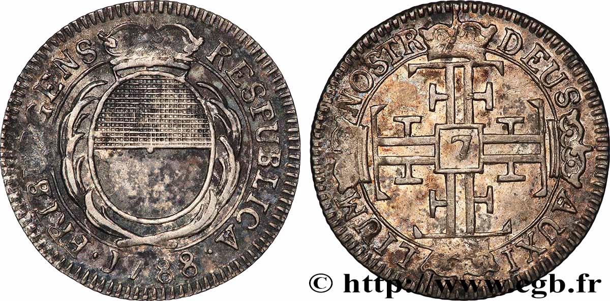SWITZERLAND - CANTON OF FRIBOURG 7 Kreuzer canton de Fribourg 1788 AU