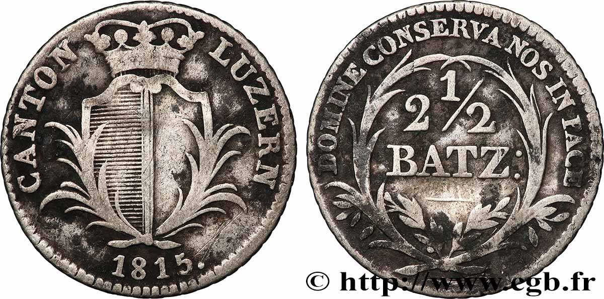 SUISSE - CANTON DE LUCERNE 2 1/2 Batzen - Canton de Lucerne 1815 TB+