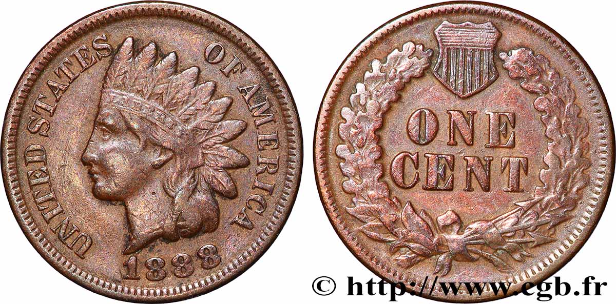 UNITED STATES OF AMERICA 1 Cent tête d’indien, 3e type 1888 XF