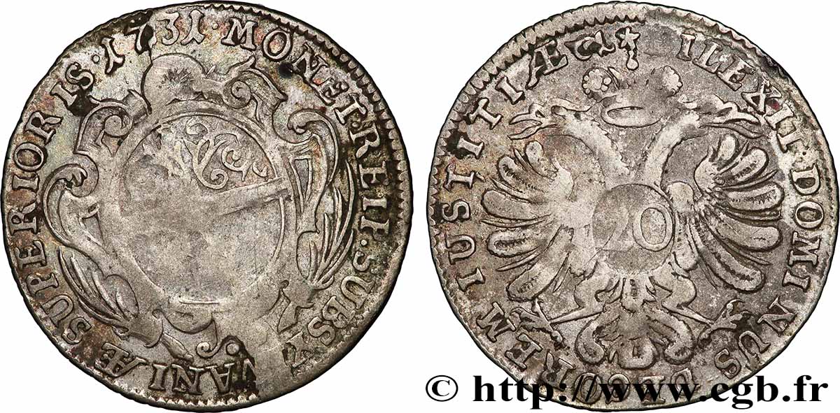 SWITZERLAND - CANTON OF OBWALDEN 20 Kreuzer 1731 VF