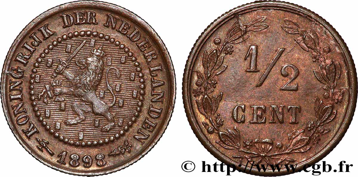 NETHERLANDS 2 1/2 Cents lion couronné 1898 Utrecht AU