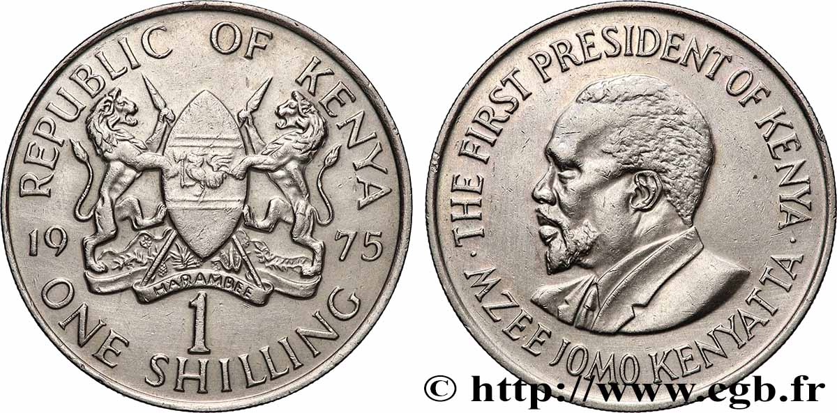 KENYA 1 Shilling Mzee Jomo Kenyatta 1975 Royal Mint SUP