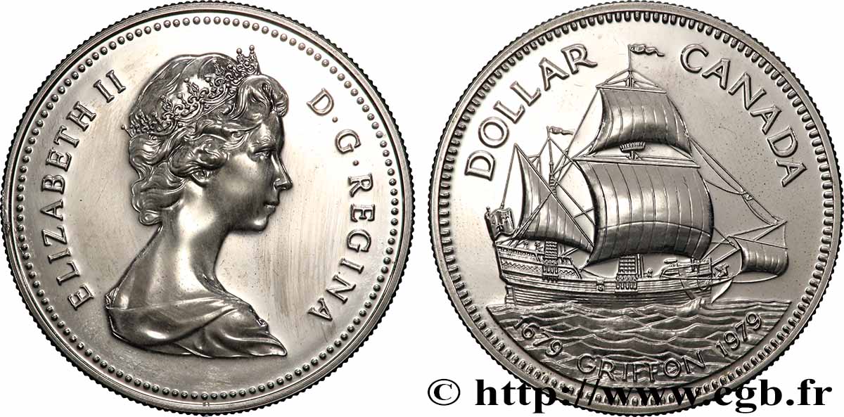 CANADA 1 Dollar 300e anniversaire du voilier Griffon 1979 AU