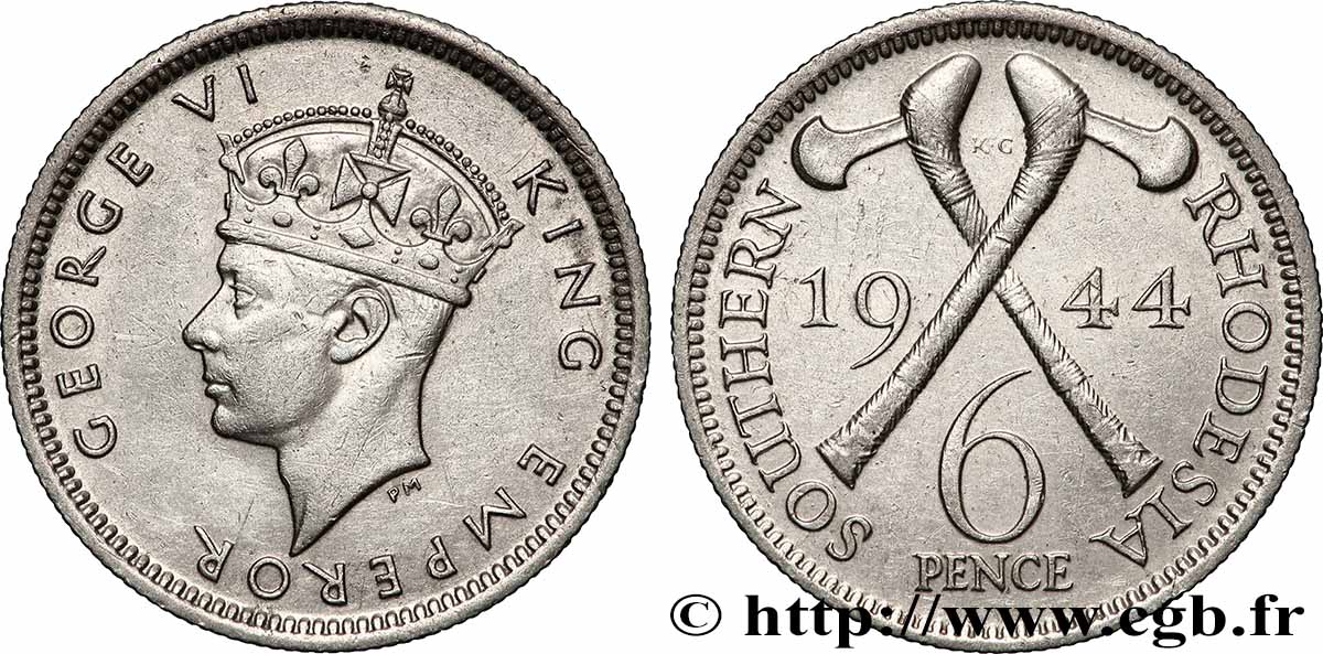 SOUTHERN RHODESIA 6 Pence Georges VI 1944 Londres XF