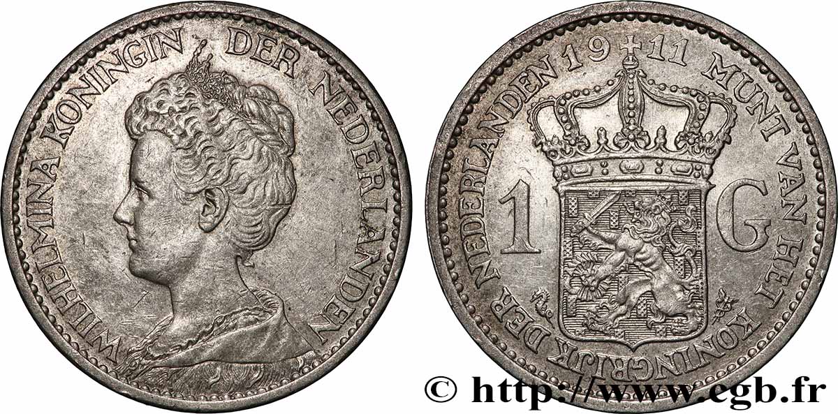 PAESI BASSI 1 Gulden Wilhelmina 1911 q.SPL