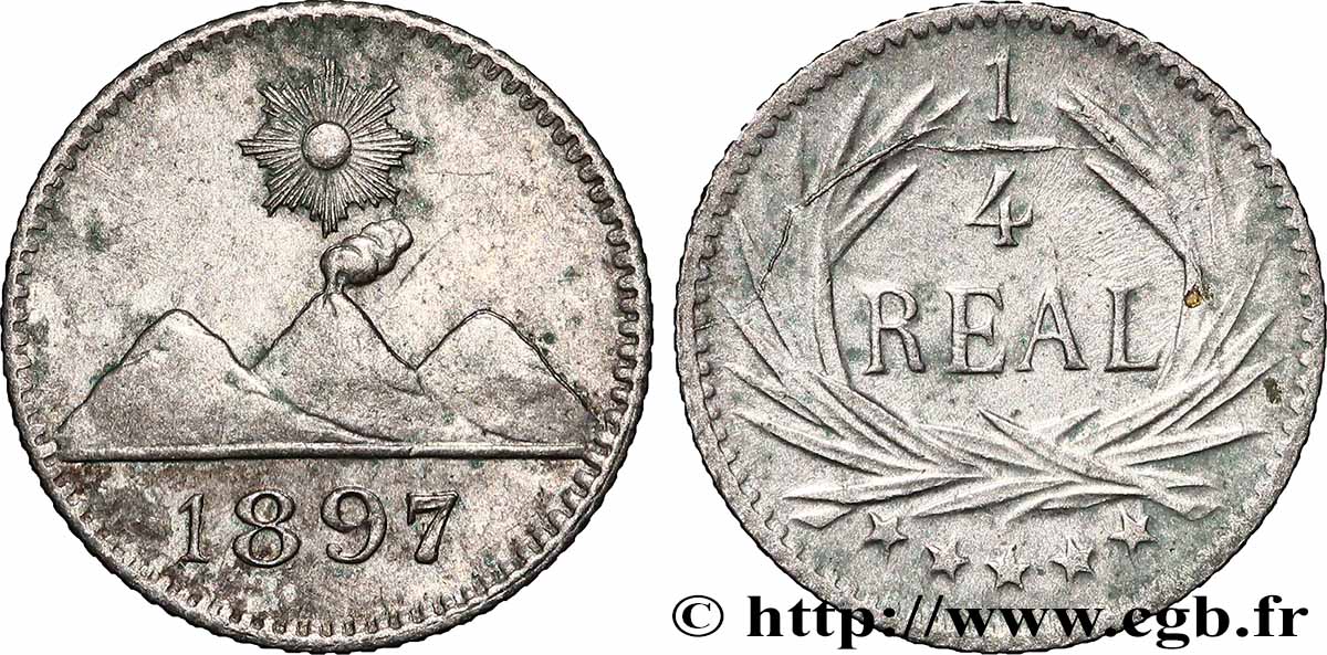 GUATEMALA 1/4 Real 1897 TTB+