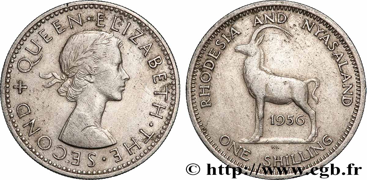 RHODESIEN UND NJASSALAND (Föderation von) 1 Shilling Elisabeth II 1956 Londres SS