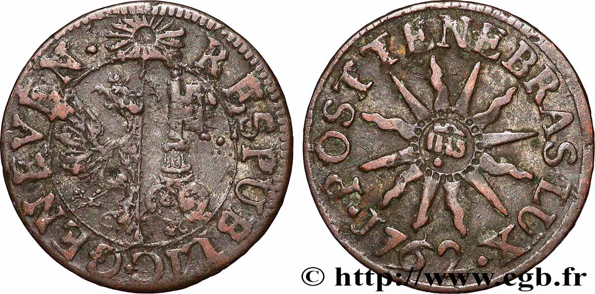 SWITZERLAND - REPUBLIC OF GENEVA 6 Deniers - République de Genève 1762 XF