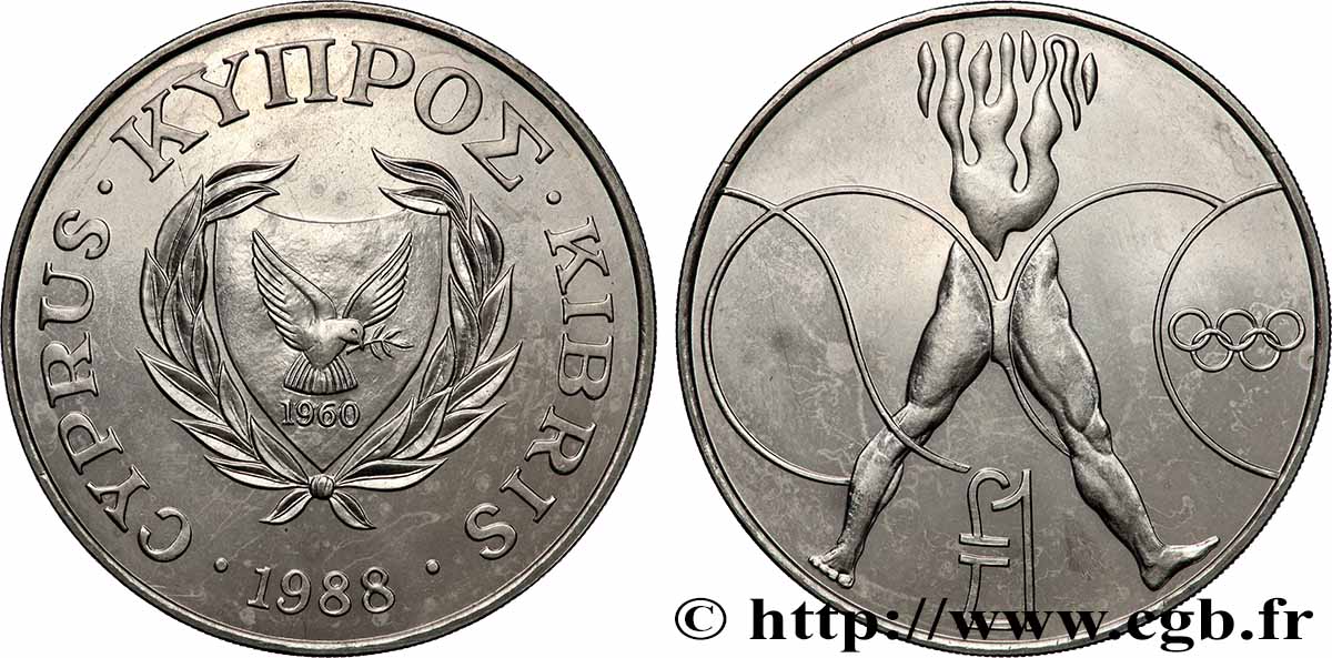 CYPRUS 1 Pound Jeux Olympiques de Séoul 1988 MS