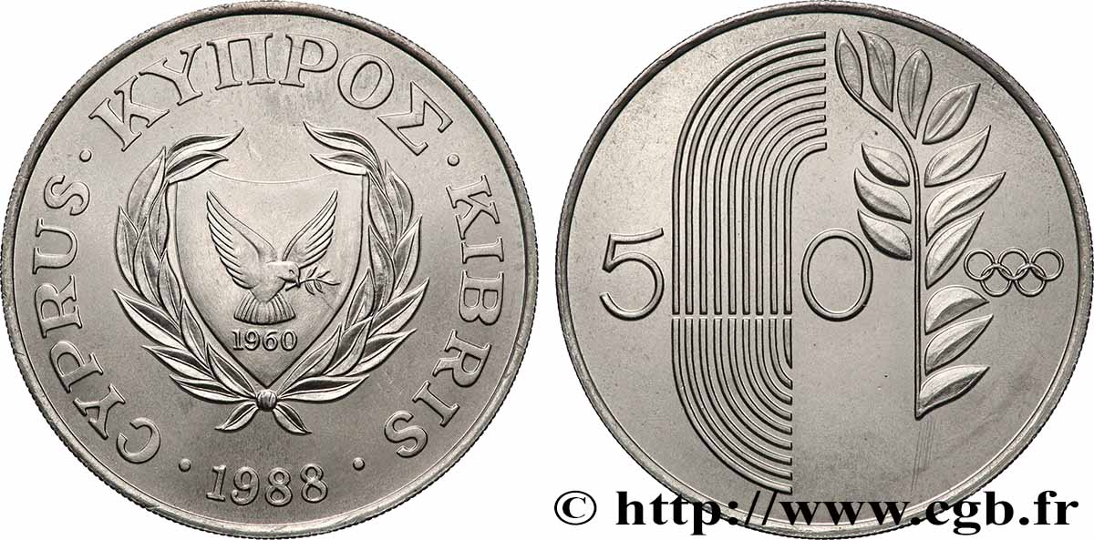 CYPRUS 50 Cents Jeux Olympiques de Séoul 1988 MS