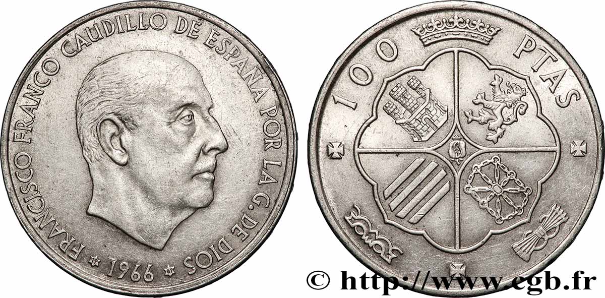 ESPAÑA 100 Pesetas Francisco Franco (1967 dans les étoiles) 1966 Madrid EBC