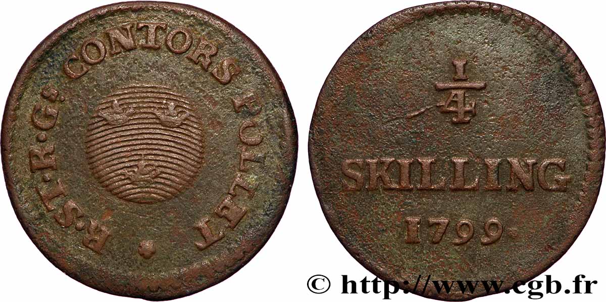 SWEDEN 1/4 Skilling Gustave IV Adolphe 1799 VF