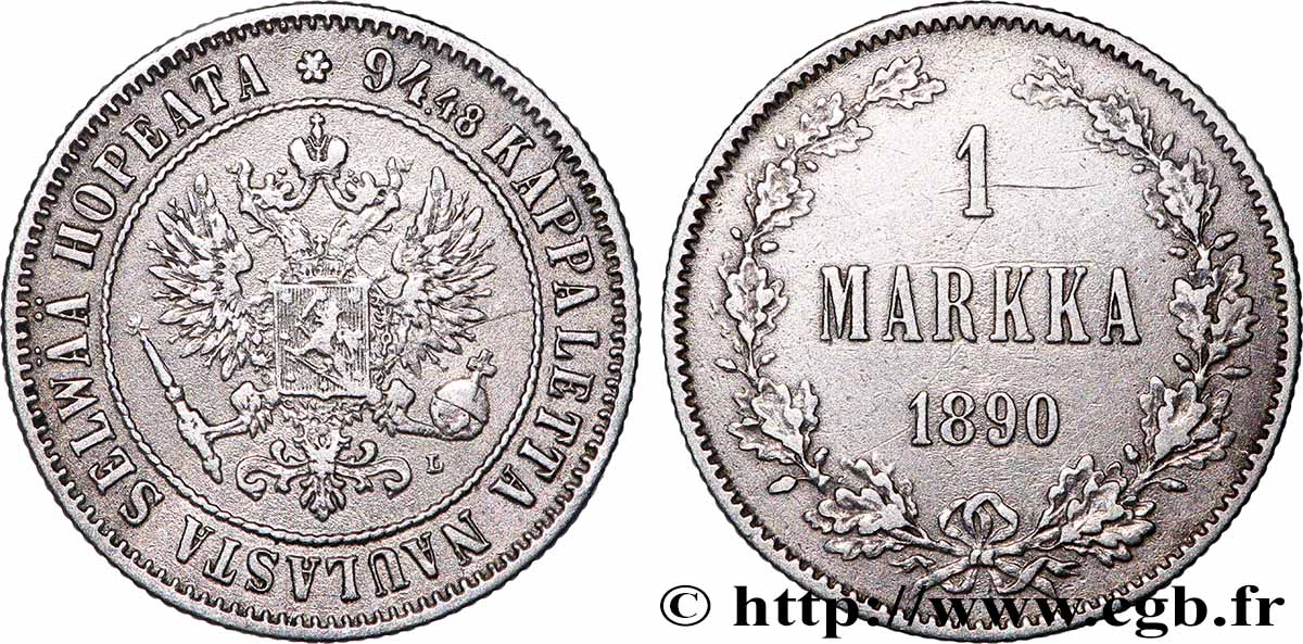 FINNLAND 1 Markkaa 1890 Helsinki SS