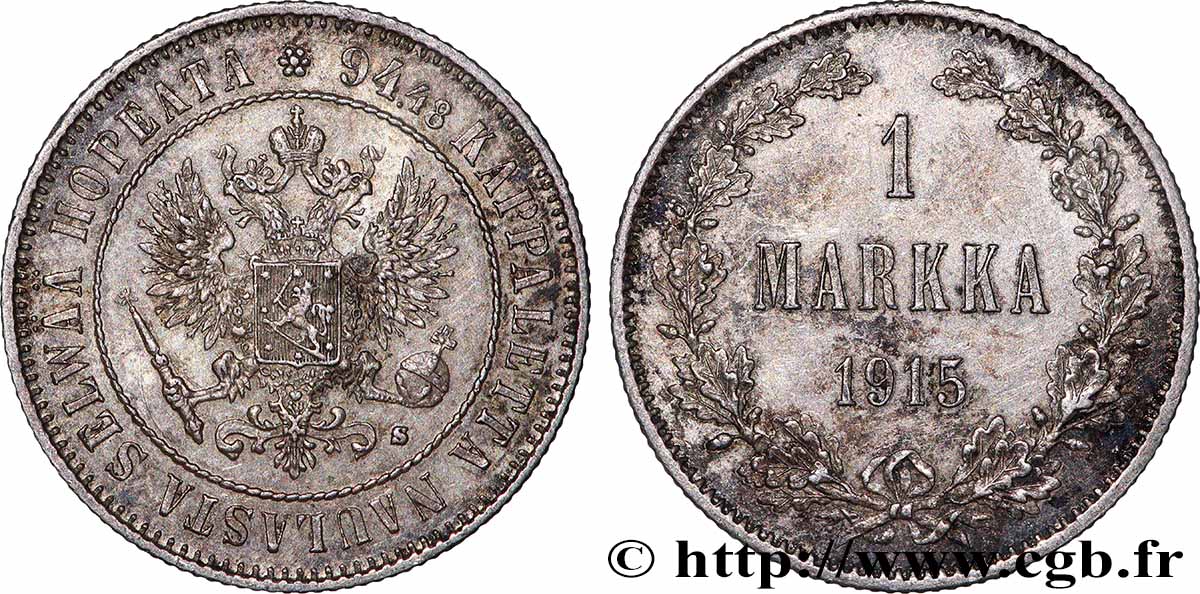 FINLANDE 1 Markkaa 1915 Helsinki TTB+