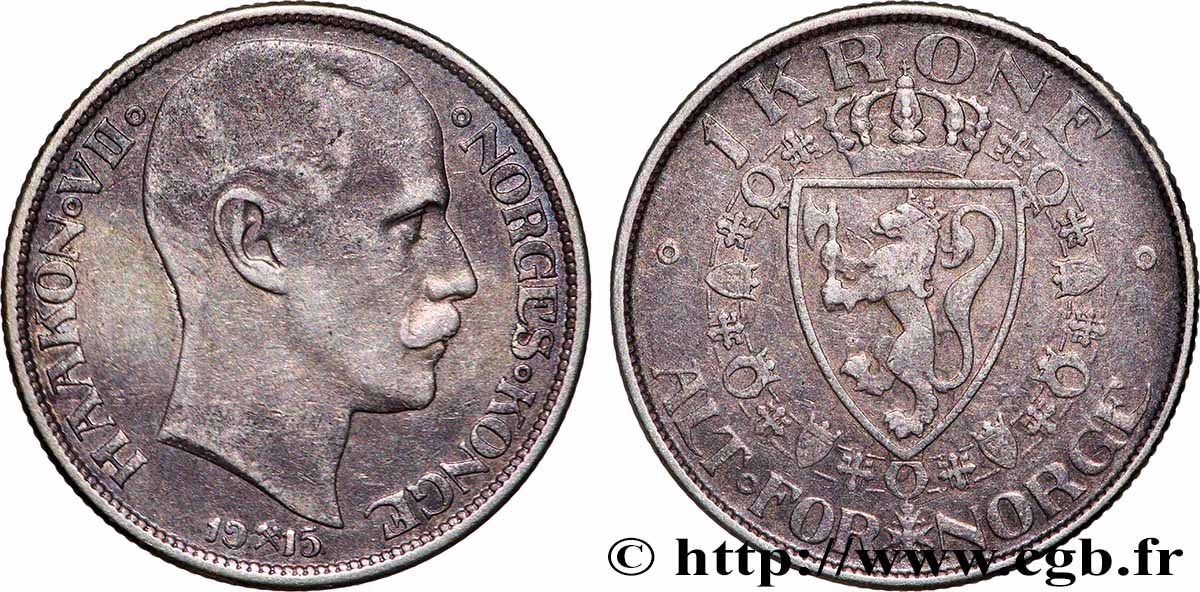 NORVEGIA 1 Krone Haakon VII 1915 Oslo BB