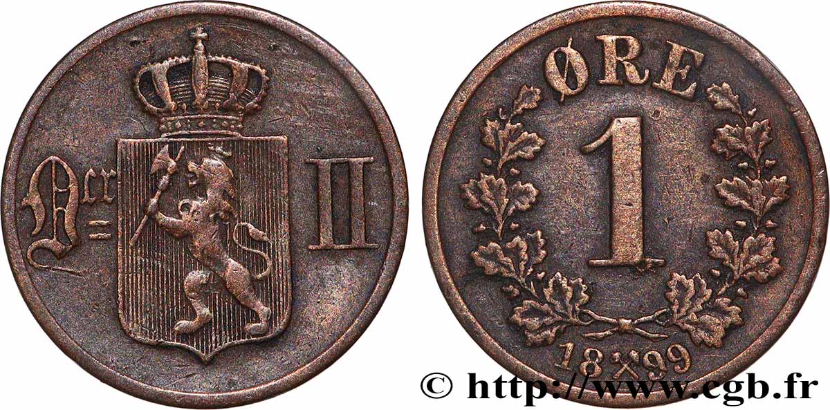 NORWAY 1 Ore Oscar II 1899 XF